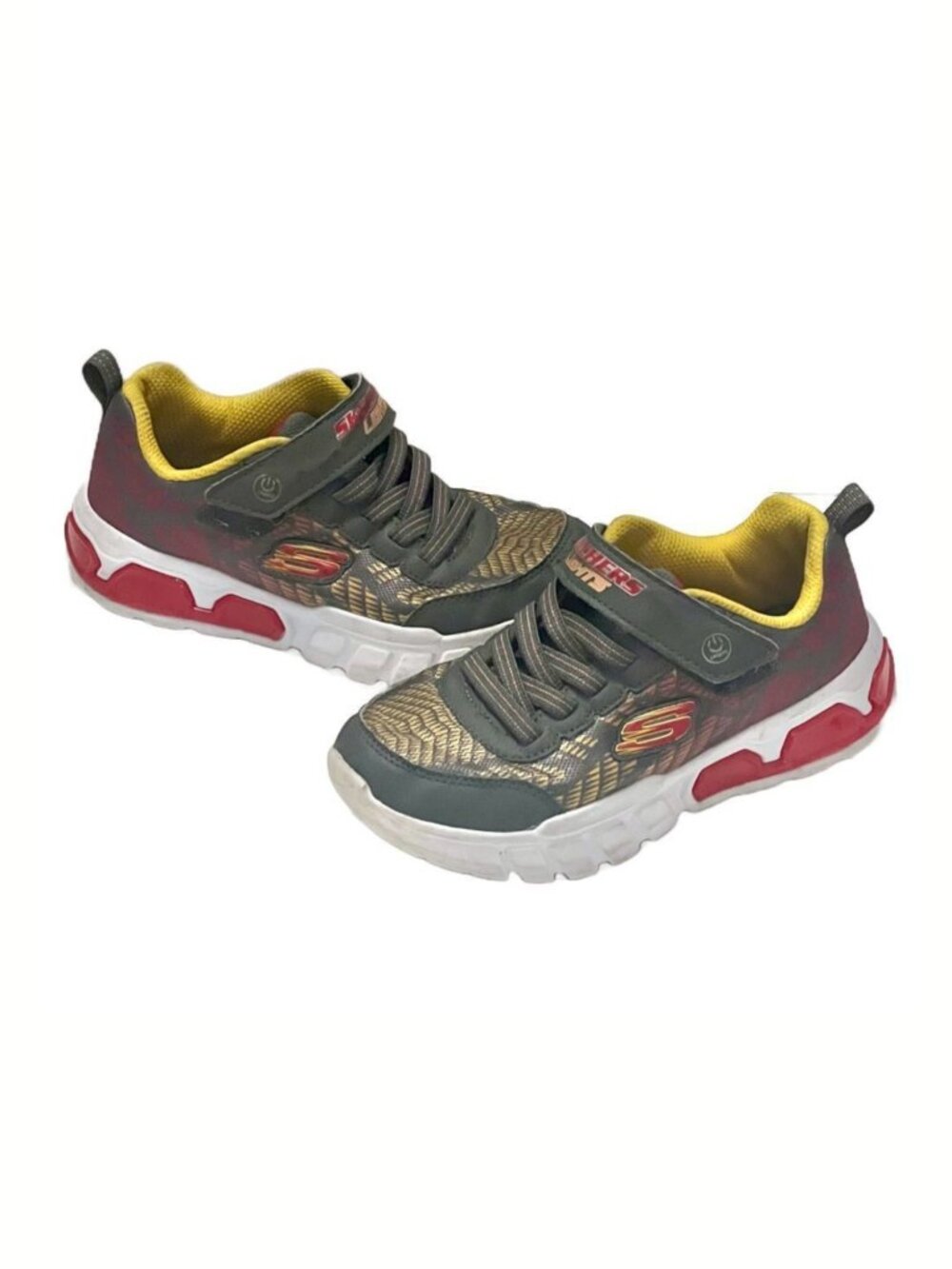 SKECHERS Light-Up 3D Print Sneakers Big Kids 1.5 Gray Mesh Casual Athletic Shoes